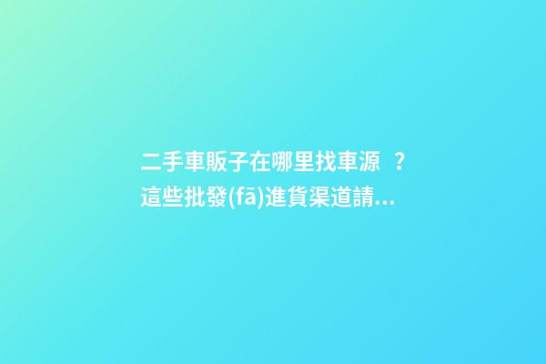 二手車販子在哪里找車源？這些批發(fā)進貨渠道請收好！